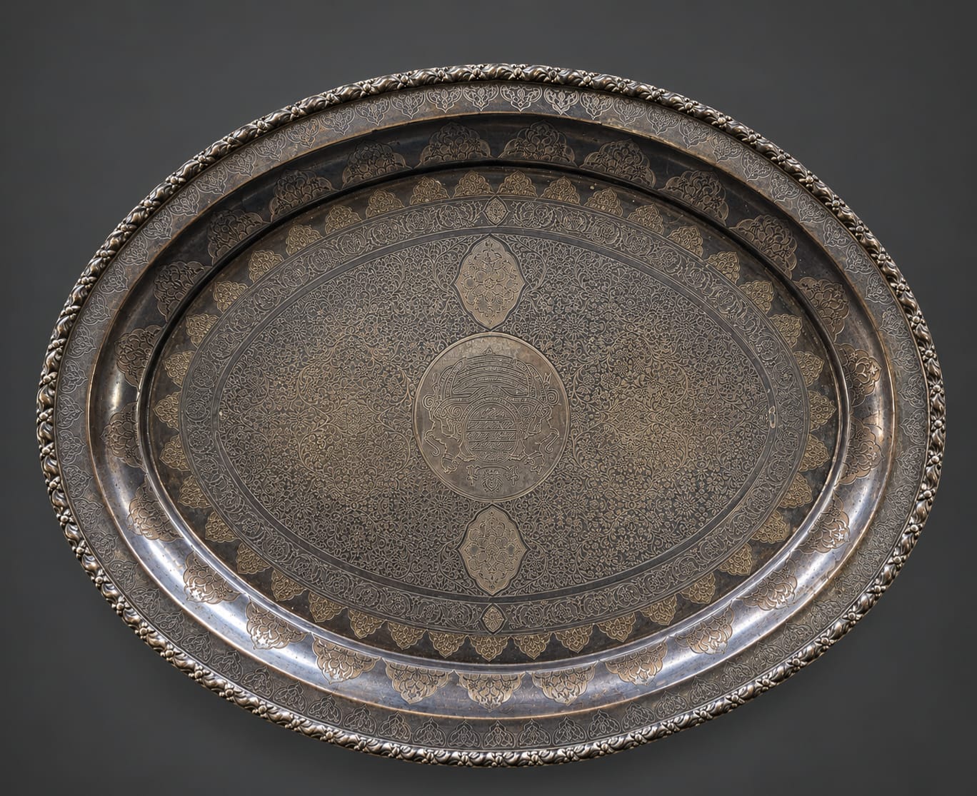  Nizam of Hyderabad brass Tray, Silver coated